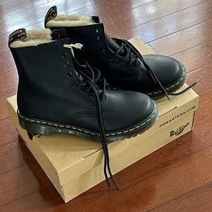 Dr. Martens Black Boots with Yellow Stitching